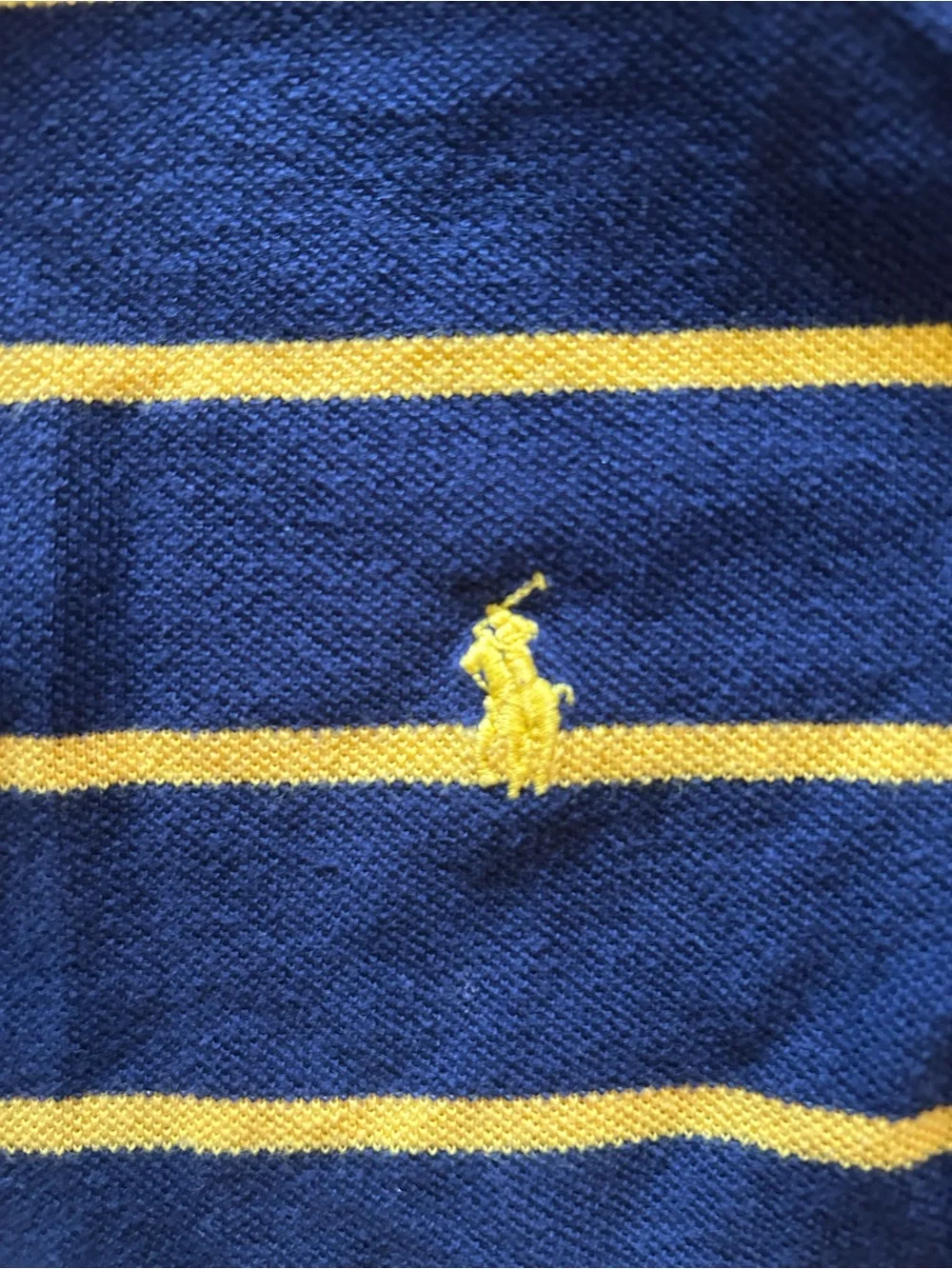 Ralph Lauren Navy and Yellow Striped Polo Shirt